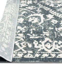 Miss Amara All Rugs Fahri Charcoal Grey And Ivory Traditional Distressed Runner Rug