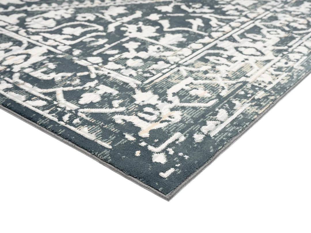 Miss Amara Fahri Charcoal Grey And Ivory Traditional Distressed Rug All Rugs