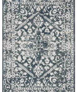 Miss Amara Fahri Charcoal Grey And Ivory Traditional Distressed Rug All Rugs