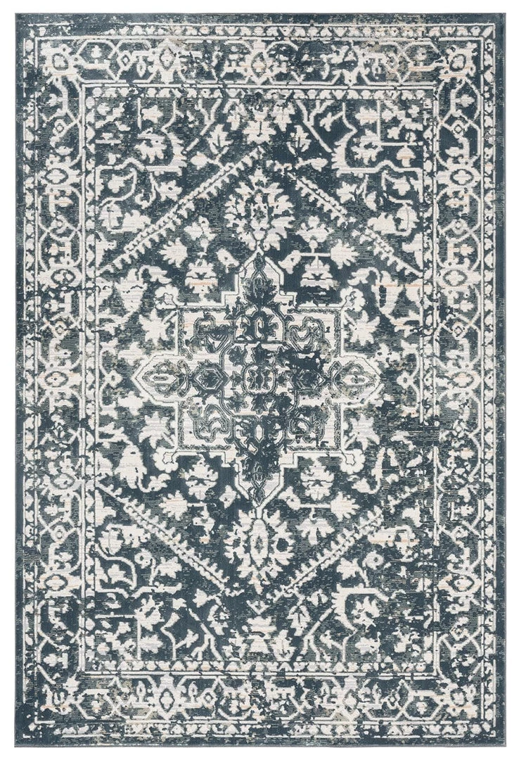 Miss Amara Fahri Charcoal Grey And Ivory Traditional Distressed Rug All Rugs