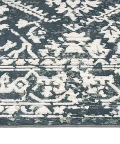 Miss Amara Fahri Charcoal Grey And Ivory Traditional Distressed Rug All Rugs