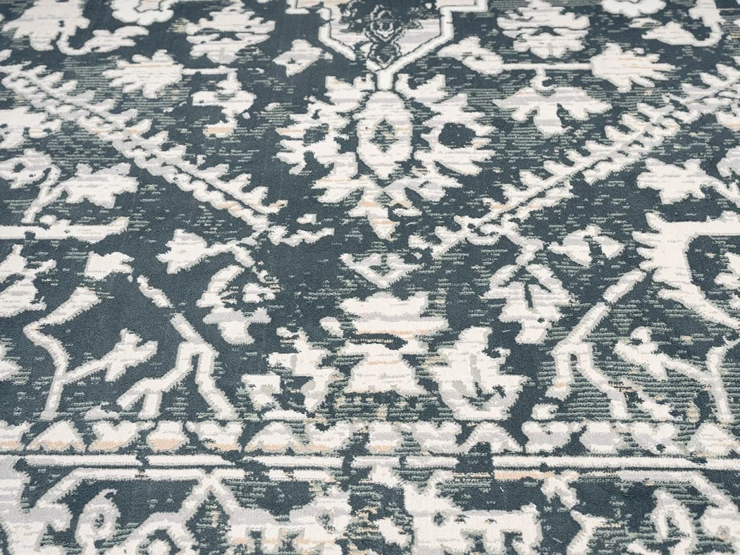 Miss Amara Fahri Charcoal Grey And Ivory Traditional Distressed Rug All Rugs