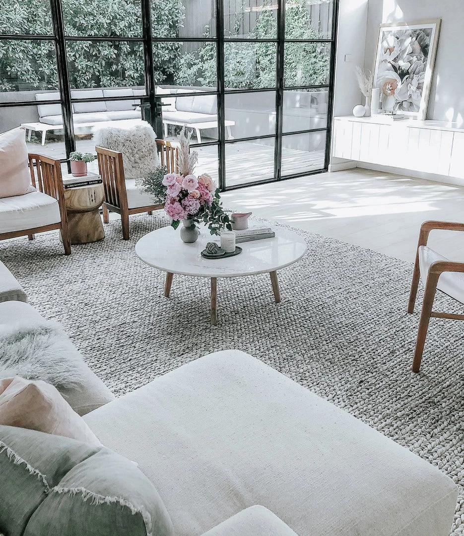 Miss Amara Farrah Marble Grey Braided Wool Rug