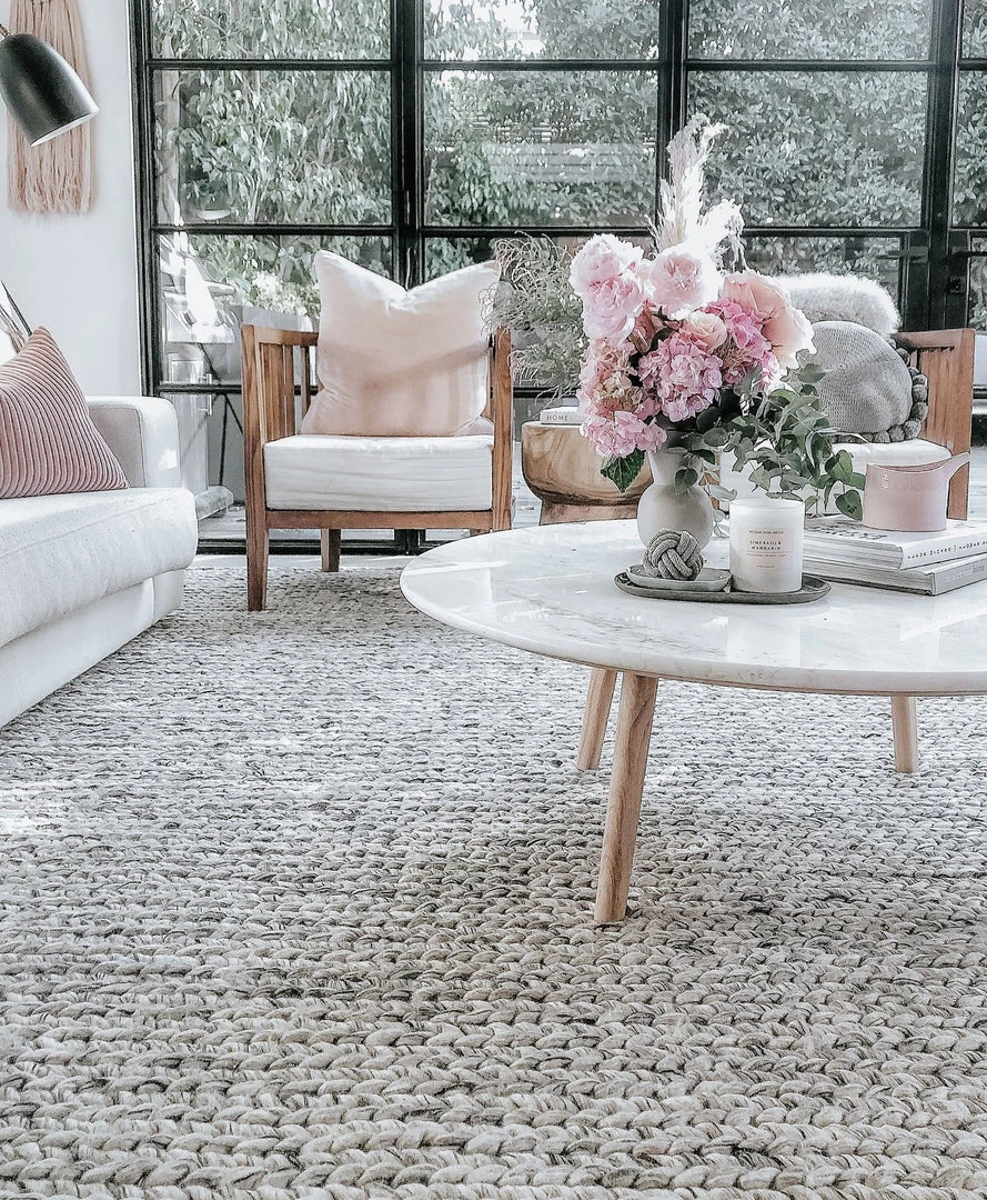 Miss Amara Farrah Marble Grey Braided Wool Rug