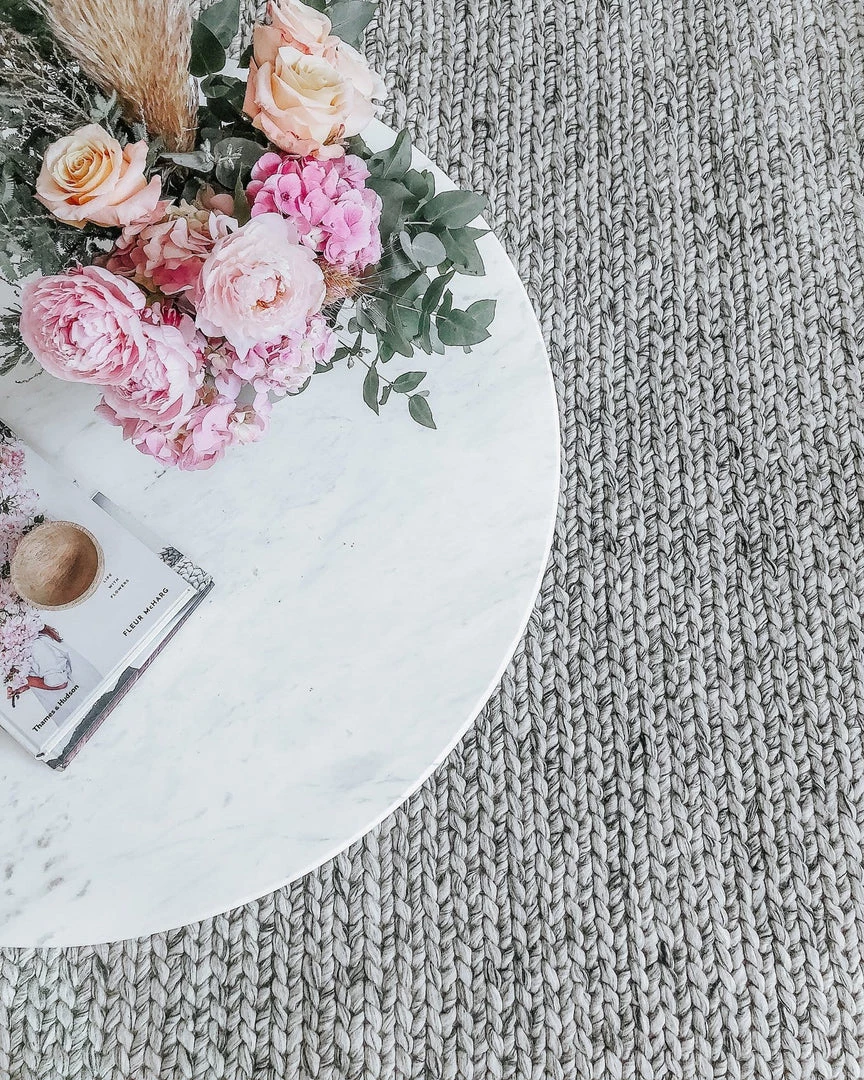 Miss Amara Farrah Marble Grey Braided Wool Rug