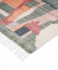 Miss Amara All Rugs Fern Green And Orange Multi-Colour Abstract Tribal PET Beach And Picnic Rug