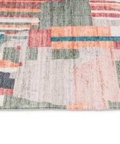 Miss Amara Fern Green And Orange Multi-Colour Abstract Tribal PET Runner Rug