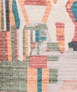 Miss Amara Fern Green And Orange Multi-Colour Abstract Tribal PET Runner Rug