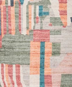 Miss Amara All Rugs Fern Green And Orange Multi-Colour Abstract Tribal PET Beach And Picnic Rug