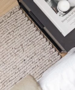 Miss Amara Freya Silver Herringbone Braided Wool Rug All Rugs