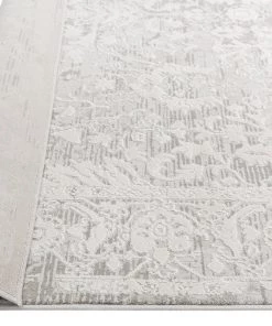 Miss Amara Gabriella Grey And Ivory Distressed Floral Rug