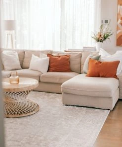 Miss Amara Gabriella Grey And Ivory Distressed Floral Rug