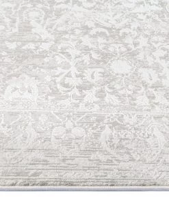 Miss Amara Gabriella Grey And Ivory Distressed Floral Rug