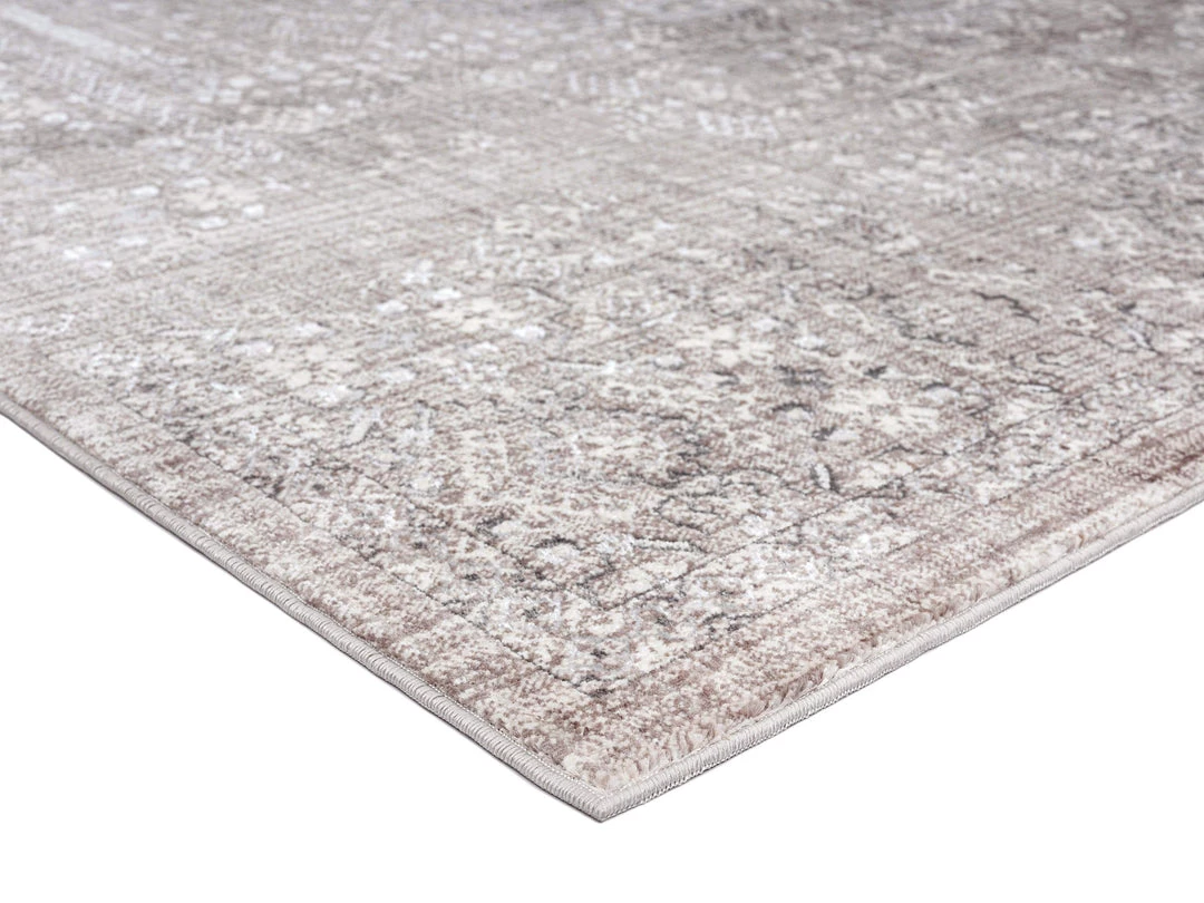 Miss Amara Genevieve Brown Grey And Silver Traditional Floral Rug