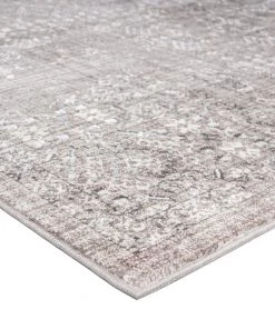 Miss Amara Genevieve Brown Grey And Silver Traditional Floral Runner Rug