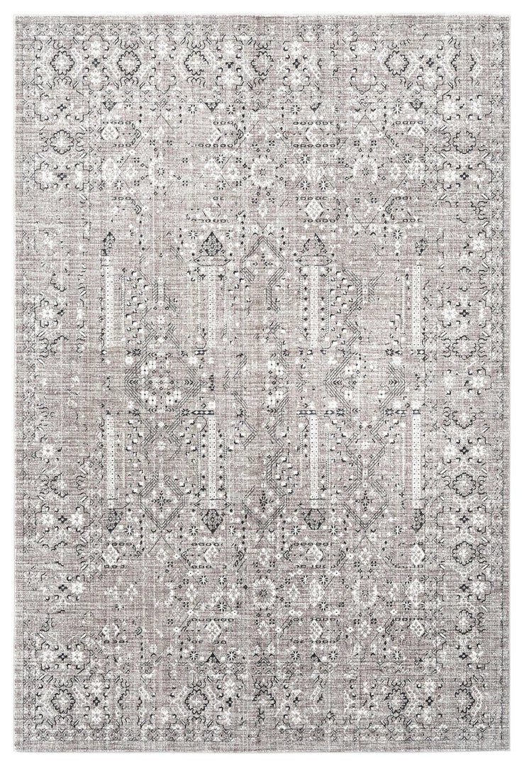 Miss Amara Genevieve Brown Grey And Silver Traditional Floral Rug