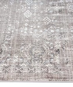Miss Amara Genevieve Brown Grey And Silver Traditional Floral Rug