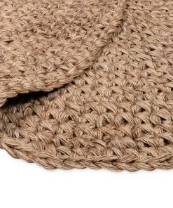 Miss Amara Georgia Natural Brown Crochet Round Jute Rug