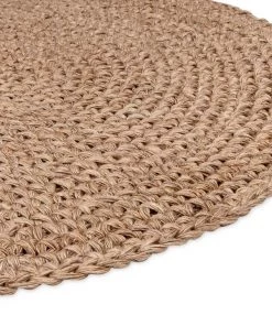Miss Amara Georgia Natural Brown Crochet Round Jute Rug