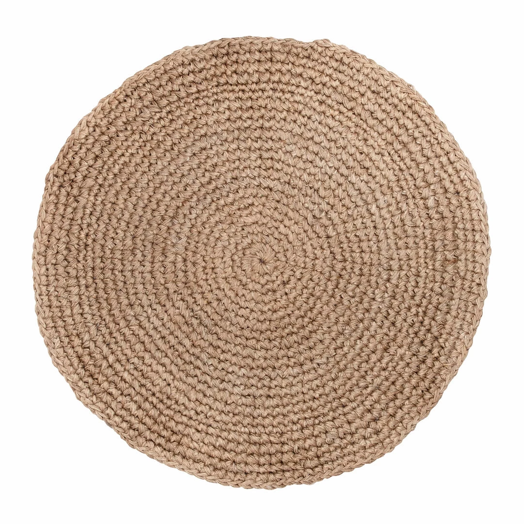 Miss Amara Georgia Natural Brown Crochet Round Jute Rug
