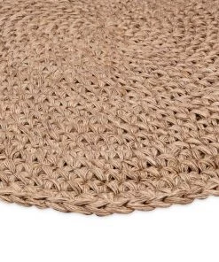 Miss Amara Georgia Natural Brown Crochet Round Jute Rug