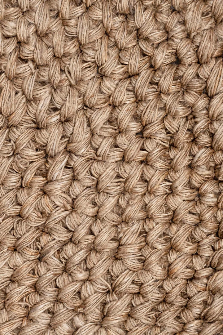 Miss Amara Georgia Natural Brown Crochet Round Jute Rug