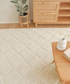 Miss Amara Gia Ivory Diamond Tribal PET Shag Rug All Rugs