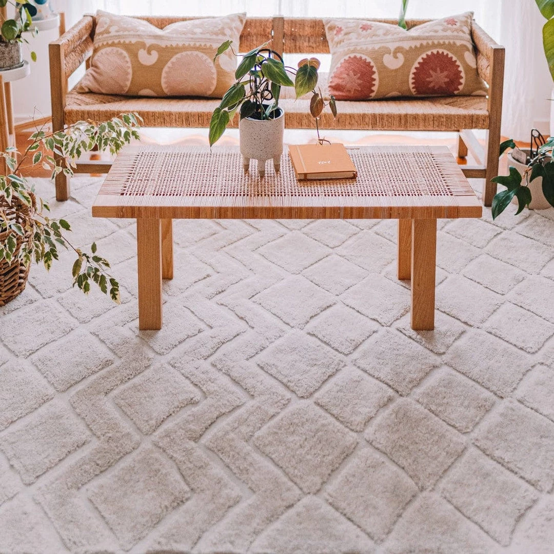 Miss Amara Gia Ivory Diamond Tribal PET Shag Rug All Rugs