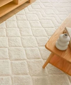 Miss Amara Gia Ivory Diamond Tribal PET Shag Rug All Rugs