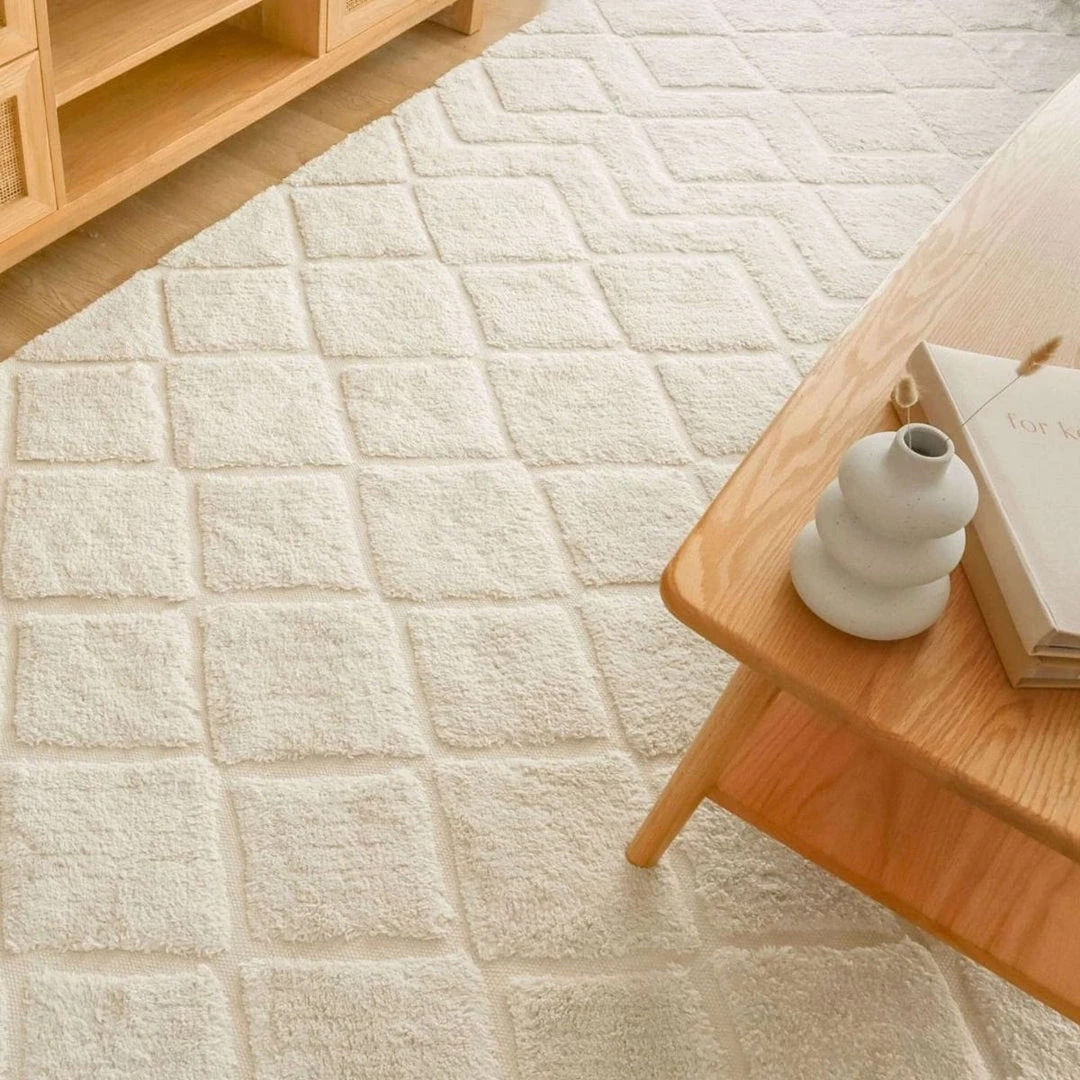 Miss Amara Gia Ivory Diamond Tribal PET Shag Rug All Rugs