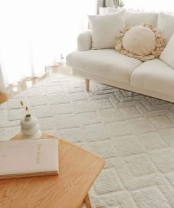 Miss Amara Gia Ivory Diamond Tribal PET Shag Rug All Rugs