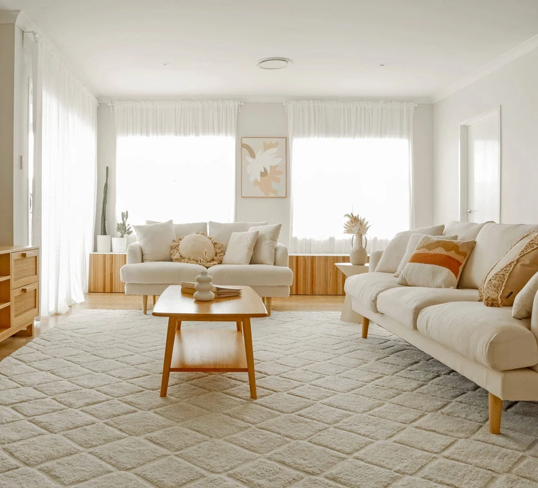 Miss Amara Gia Ivory Diamond Tribal PET Shag Rug All Rugs