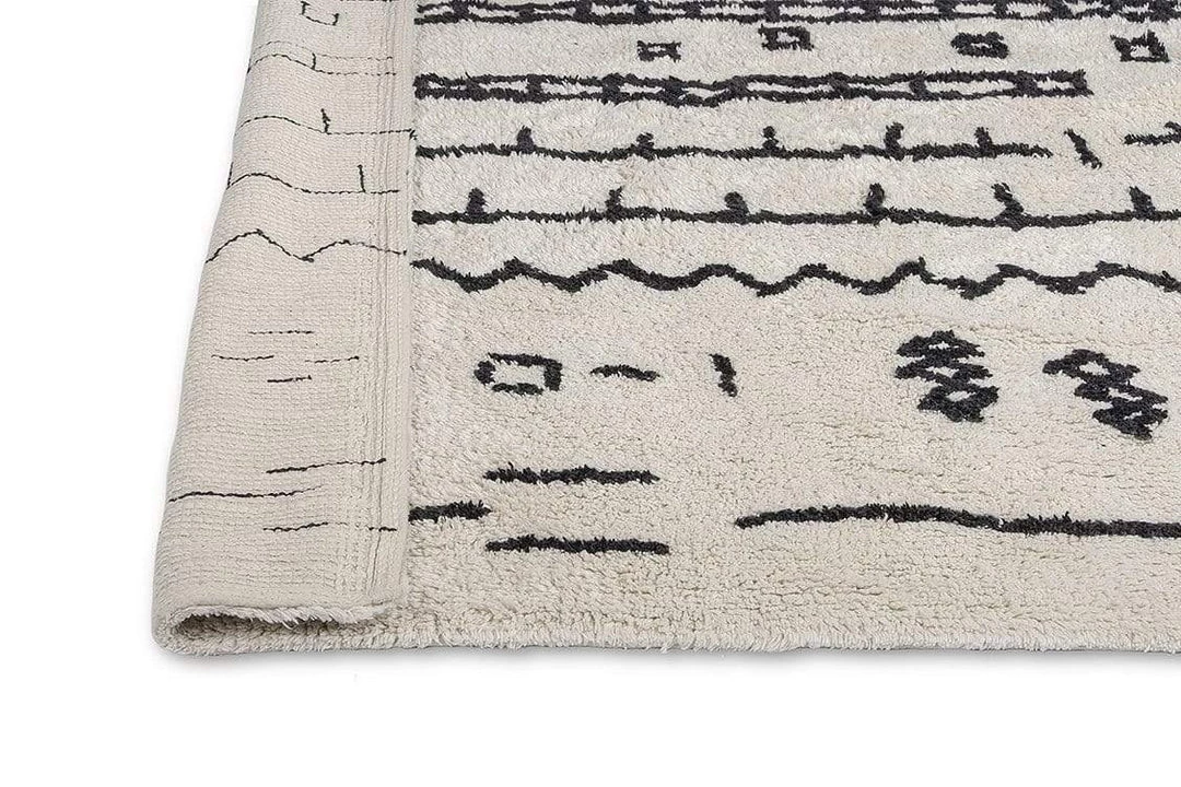Miss Amara All Rugs Gigi Black And Ivory Tribal Washable Berber Rug