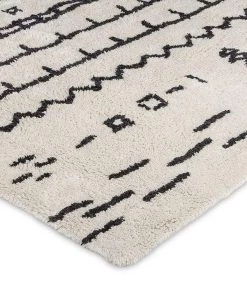 Miss Amara All Rugs Gigi Black And Ivory Tribal Washable Berber Rug