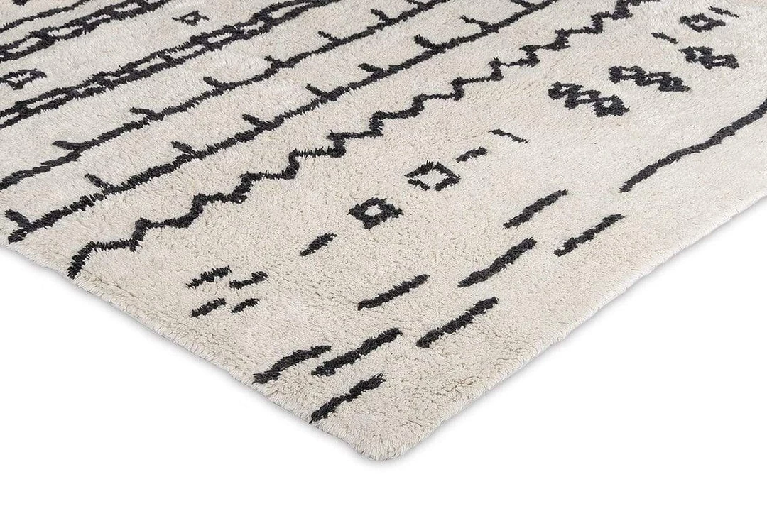 Miss Amara All Rugs Gigi Black And Ivory Tribal Washable Berber Rug