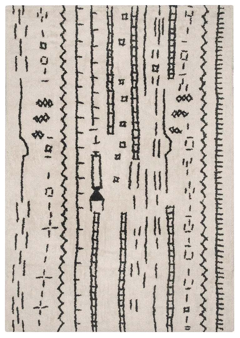 Miss Amara All Rugs Gigi Black And Ivory Tribal Washable Berber Rug