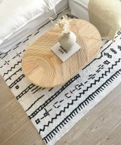 Miss Amara All Rugs Gigi Black And Ivory Tribal Washable Berber Rug