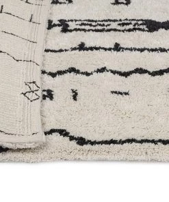 Miss Amara Gigi Black And Ivory Tribal Washable Berber Bath Mat