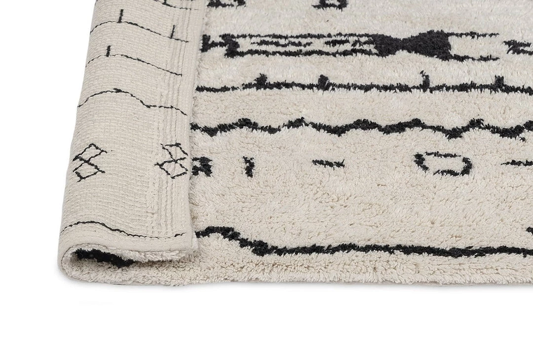 Miss Amara Gigi Black And Ivory Tribal Washable Berber Bath Mat