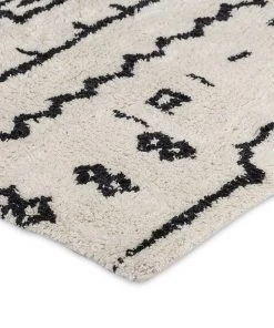 Miss Amara Gigi Black And Ivory Tribal Washable Berber Bath Mat
