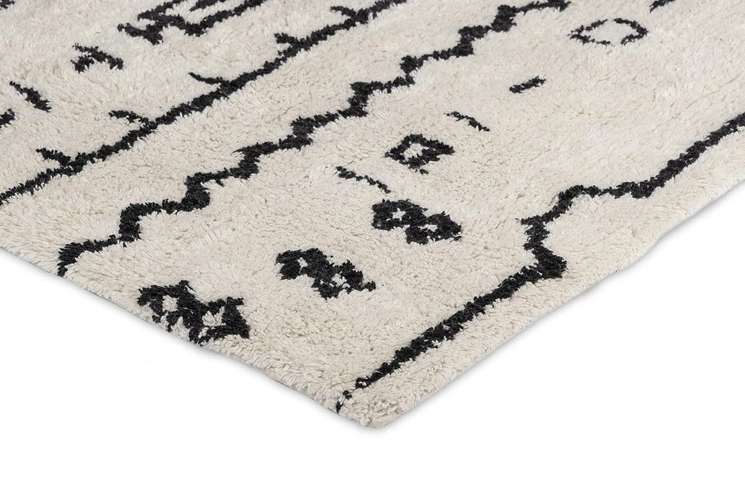 Miss Amara Gigi Black And Ivory Tribal Washable Berber Bath Mat