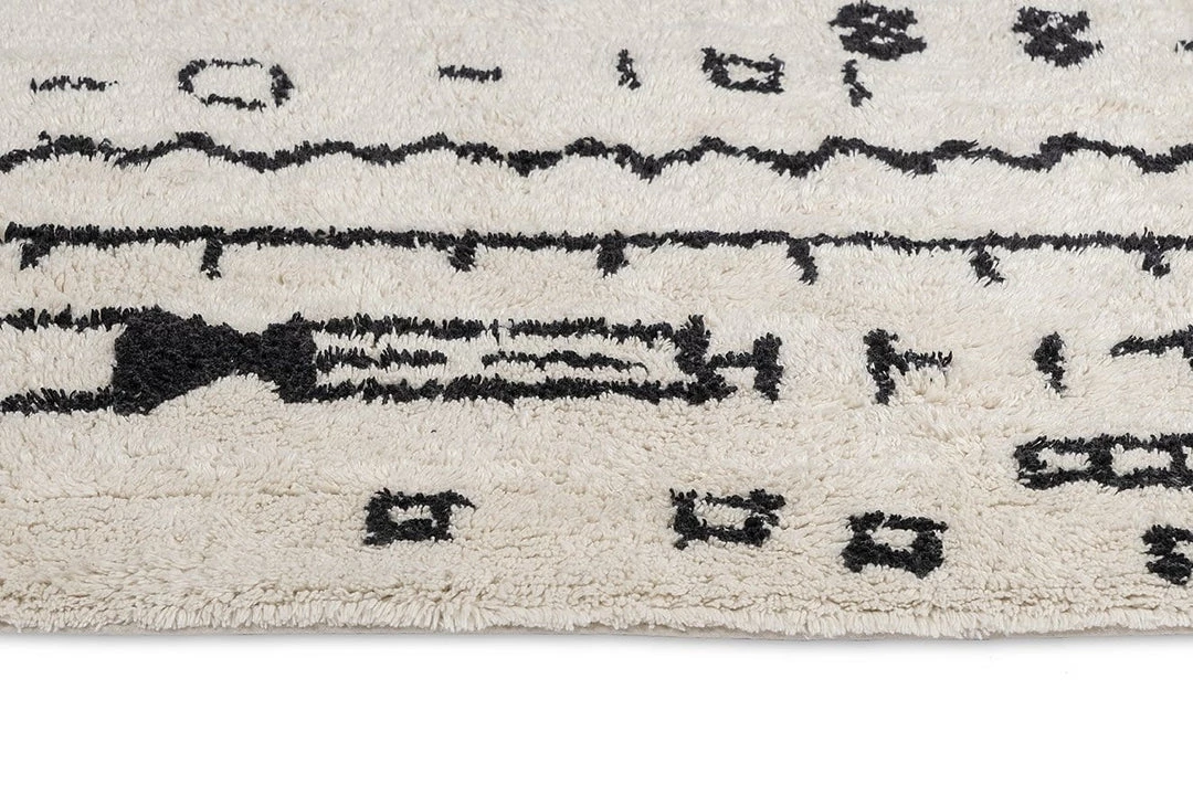 Miss Amara Gigi Black And Ivory Tribal Washable Berber Bath Mat