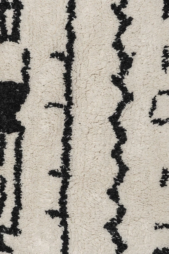 Miss Amara Gigi Black And Ivory Tribal Washable Berber Bath Mat