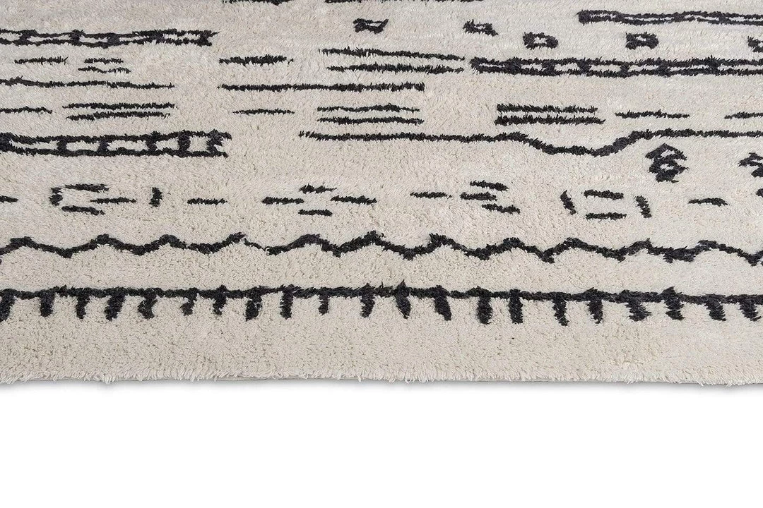 Miss Amara All Rugs Gigi Black And Ivory Tribal Washable Berber Rug
