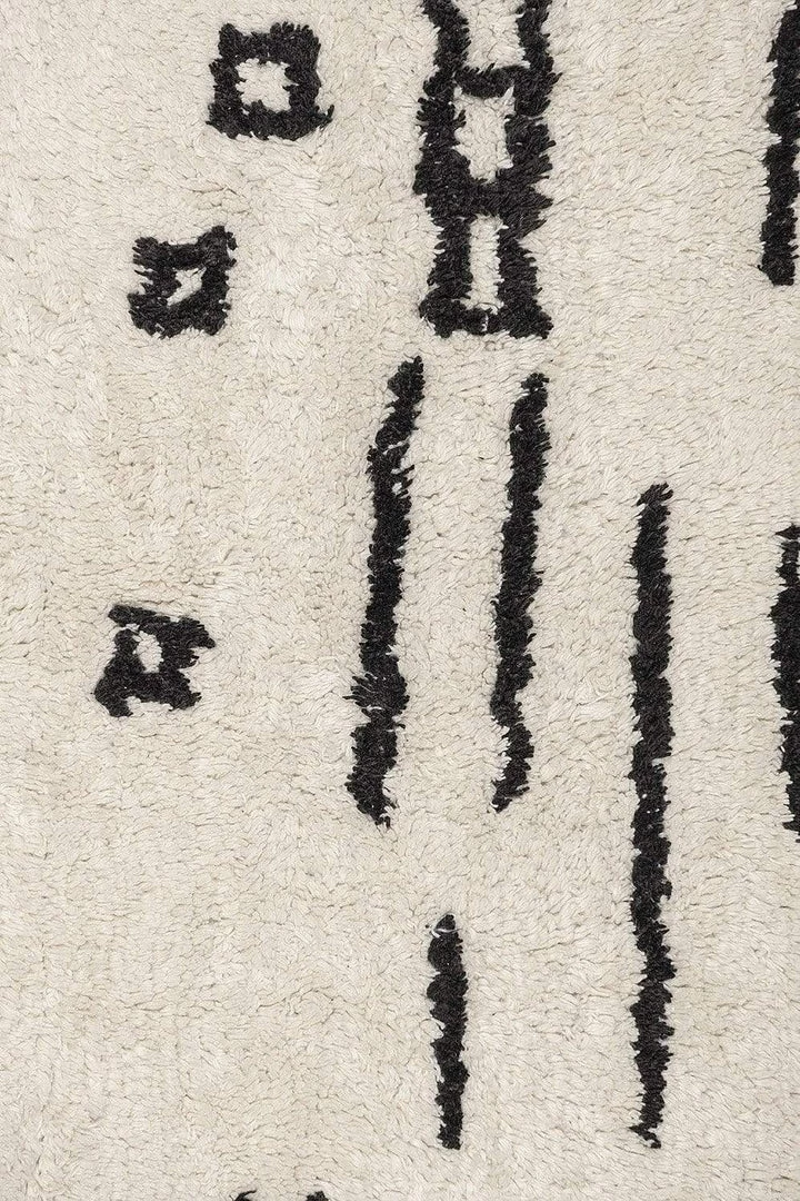 Miss Amara All Rugs Gigi Black And Ivory Tribal Washable Berber Rug