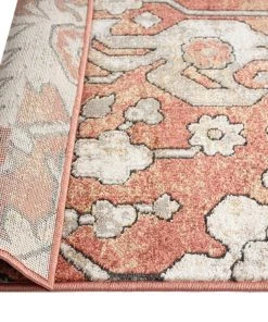 Miss Amara Gracie Peach Terracotta Transitional Floral Motif Rug
