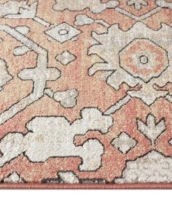 Miss Amara Gracie Peach Terracotta Transitional Floral Motif Runner Rug