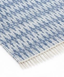 Miss Amara Halie Ivory & Blue Flatweave Indoor Outdoor Rug