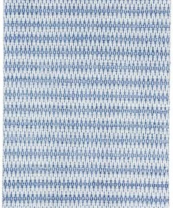 Miss Amara Halie Ivory & Blue Flatweave Indoor Outdoor Rug