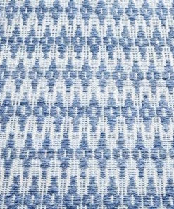 Miss Amara Halie Ivory & Blue Flatweave Indoor Outdoor Rug